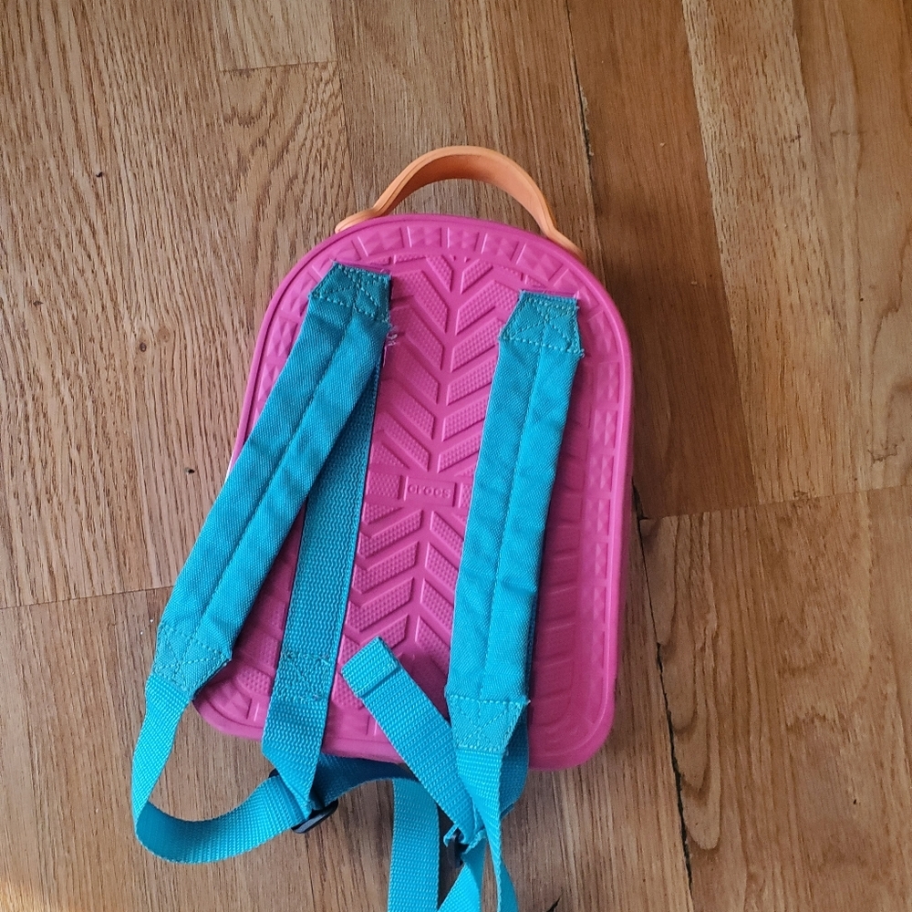 CROCS Pink Backpack with Blue Straps - Picture 3 of 9